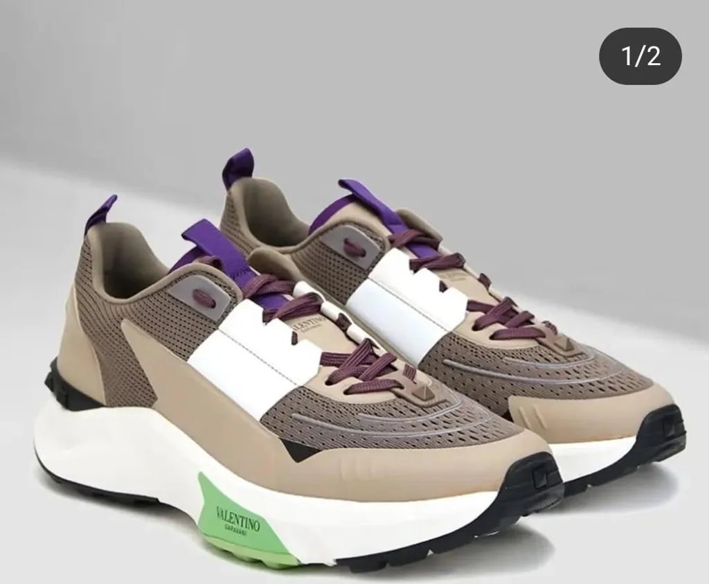 Taupe and White Running Sneakers