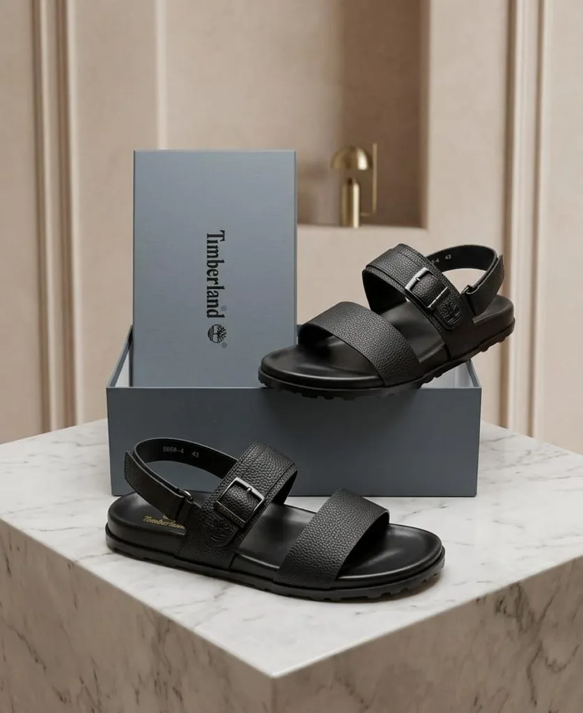 Black Two-Strap Buckle Sandals