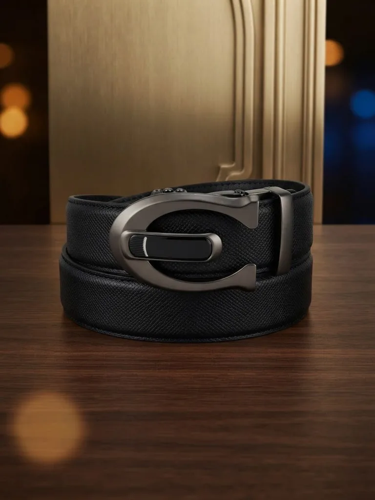 Black Textured Belt with Gunmetal Buckle